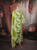 Leaf Green Floral Printed and Mirror Embroidered Design Cotton Straight Cut Salwar Suit with Matching Dupatta