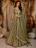 Leaf Green Floral Sequins Embroidered Design Crepe Lehenga with Dupatta