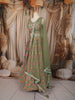 Leaf Green Floral Sequins Embroidered Design Crepe Lehenga with Dupatta