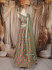 Leaf Green Floral Sequins Embroidered Design Crepe Lehenga with Dupatta