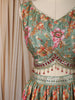 Leaf Green Floral Sequins Embroidered Design Crepe Lehenga with Dupatta