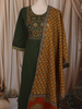 Leaf Green Floral Thread Embroidered Design Cotton Straight Cut Salwar Suit with Dupatta