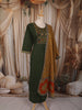 Leaf Green Floral Thread Embroidered Design Cotton Straight Cut Salwar Suit with Dupatta