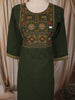 Leaf Green Floral Thread Embroidered Design Cotton Straight Cut Salwar Suit with Dupatta