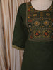 Leaf Green Floral Thread Embroidered Design Cotton Straight Cut Salwar Suit with Dupatta