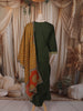 Leaf Green Floral Thread Embroidered Design Cotton Straight Cut Salwar Suit with Dupatta