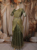 Leaf Green Floral Vine Zari Woven Design Art Silk Kids Pattu Pavadai with Matching Dupatta and Designer Hip Belt