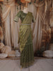 Leaf Green Floral Vine Zari Woven Design Art Silk Kids Pattu Pavadai with Matching Dupatta and Designer Hip Belt