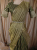 Leaf Green Floral Vine Zari Woven Design Art Silk Kids Pattu Pavadai with Matching Dupatta and Designer Hip Belt