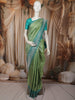 Leaf Green Floral Vine Zari Woven Design Pure Kanchipuram Silk Bridal Saree with Contrast Zari Border
