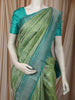 Leaf Green Floral Vine Zari Woven Design Pure Kanchipuram Silk Bridal Saree with Contrast Zari Border