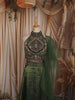 Leaf Green Heavy Beads and Mirror Embroidered Design Organza Party Wear Lehenga With Matching Dupatta