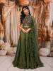 Leaf Green Heavy Beads and Mirror Embroidered Design Organza Party Wear Lehenga With Matching Dupatta