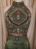 Leaf Green Heavy Beads and Mirror Embroidered Design Organza Party Wear Lehenga With Matching Dupatta