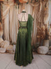 Leaf Green Heavy Beads and Mirror Embroidered Design Organza Party Wear Lehenga With Matching Dupatta