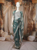 Leaf Green Leaf Butta Stone Embellished Design Organza Party Wear Saree with Designer Border