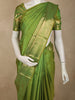 Leaf Green Striped Zari Woven Design Pure Kanchipuram Silk Saree with Zari Border