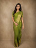 Leaf Green Striped Zari Woven Design Pure Kanchipuram Silk Saree with Zari Border