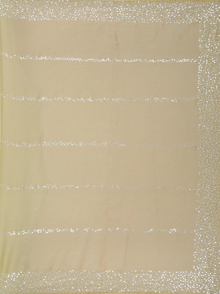Lemon Green Sequin Embellishments Organza Saree - Diadem