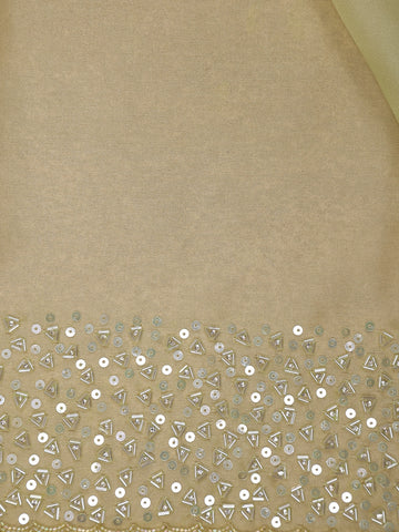 Lemon Green Sequin Embellishments Organza Saree - Diadem