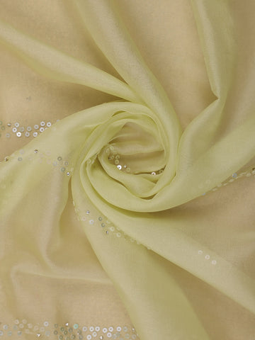 Lemon Green Sequin Embellishments Organza Saree - Diadem