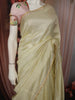 Lemon Yellow Checked Zari Woven Design Pure Tussar Saree with Designer Border