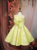Lemon Yellow Floral Jacquard Design Net Party Wear Kids Frock
