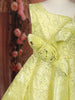 Lemon Yellow Floral Jacquard Design Net Party Wear Kids Frock
