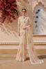 Lemon Yellow Floral Printed Synthetic Saree