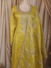 Lemon Yellow Floral Sequins Embroidered Design Tissue Silk Salwar Suit with Dupatta