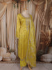 Lemon Yellow Floral Sequins Embroidered Design Tissue Silk Salwar Suit with Dupatta