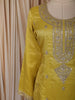 Lemon Yellow Floral Sequins Embroidered Design Tissue Silk Salwar Suit with Dupatta