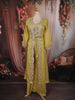 Lemon Yellow Floral Sequins and Zari Embroidered Design Georgette Part Wear Skirt and Top