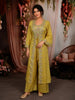 Lemon Yellow Floral Sequins and Zari Embroidered Design Georgette Part Wear Skirt and Top