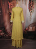 Lemon Yellow Floral Sequins and Zari Embroidered Design Georgette Part Wear Skirt and Top
