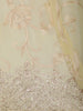 Lemon Yellow Floral Vine Thread Embroidered Design Chiffon Party Wear Saree with Scalloped Border