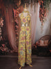 Lemon Yellow Floral Zari and Mirror Embroidered Design Tissue Jumpsuit with Dupatta