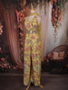 Lemon Yellow Floral Zari and Mirror Embroidered Design Tissue Jumpsuit with Dupatta