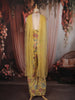 Lemon Yellow Floral Zari and Mirror Embroidered Design Tissue Jumpsuit with Dupatta