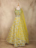 Lemon Yellow Heavy Beads Embroidered Design Organza Lehenga