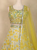 Lemon Yellow Heavy Beads Embroidered Design Organza Lehenga