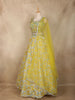Lemon Yellow Heavy Beads Embroidered Design Organza Lehenga