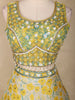 Lemon Yellow Heavy Beads Embroidered Design Organza Lehenga