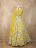 Lemon Yellow Heavy Beads Embroidered Design Organza Lehenga