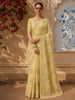 Lemon Yellow Heavy Sequins Embroidered Design Chiffon Fancy Saree