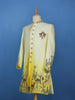 White Ombre Yellow Jungle-Themed Embroidered Polyester Sherwani Suit - Diadem