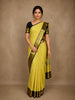 Lemon Yellow Kanchipuram Silk Saree with Small Checks on the body and Contrast Zari Border