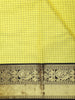 Lemon Yellow Kanchipuram Silk Saree with Small Checks on the body and Contrast Zari Border