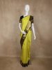Lemon Yellow Kanchipuram Silk Saree with Small Checks on the body and Contrast Zari Border
