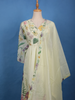 Lemon Yellow Floral Printed Cotton Anarkali Salwar Suit Set - Diadem